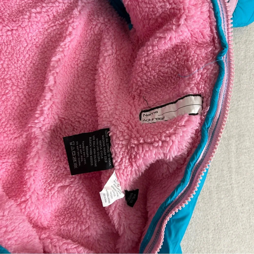 Bundle Snozu H&M Infant Baby Blue and Pink Snowsuit‎ hooded Fleece Lining 3/6 M